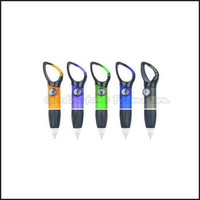 Sturdy Printed Logo Custom Ballpoint Pen Carabiner Pen With Compass For Outdoor Events