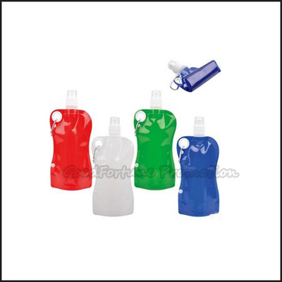 Eco Plastic Promotional Travel Camp Fold Water Bottle With Carabiner  500ml