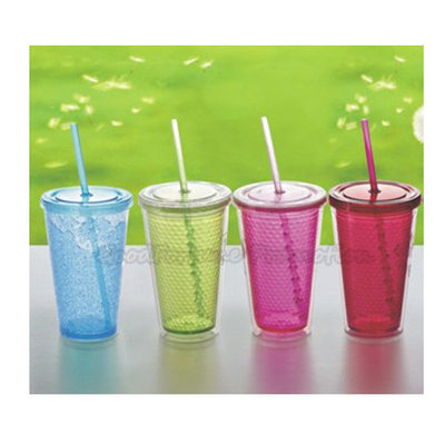 16oz Two Layer Plastic Tumbler Mug Water Drink Cup Coloured Customed Printed