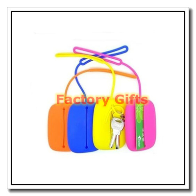 Flexible Shock Proof Silicone Card Holder Compact And Portable With Key Ring