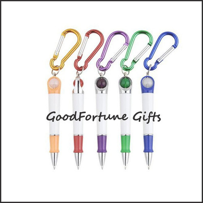 Exhibition Promotional Ballpoint Pen Carabiner Clip Pen Silkscreen Printing