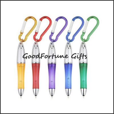 Exhibition Promotional Ballpoint Pen Carabiner Clip Pen Silkscreen Printing