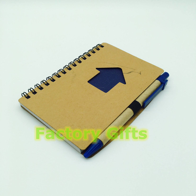 Eco Kraft Purple Journal Spiral Notebook With Pen Holde Under 100 Fro Office 5.8" X 8.3"