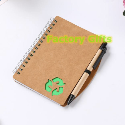 Eco Kraft Purple Journal Spiral Notebook With Pen Holde Under 100 Fro Office 5.8" X 8.3"