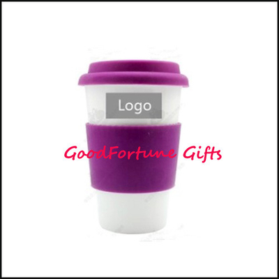 450ml Coffee Mugs Anti Scalding Promotional Ceramic Mug With Rubber Lid 6*14cm