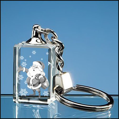 Premium Custom Crystal Keychain Santa Clause Christmas Led Light Keychain