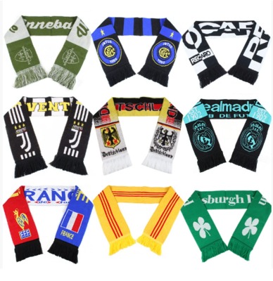 Fashionable Custom Sport Scarf Acrylic Knitted Football Club Scarf Promotional Giveaways