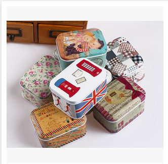 Full Color Custom Promotional Packaging Tin Can Candy Metal Tin Storage Box With Hinged Lid