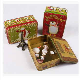 Full Color Custom Promotional Packaging Tin Can Candy Metal Tin Storage Box With Hinged Lid